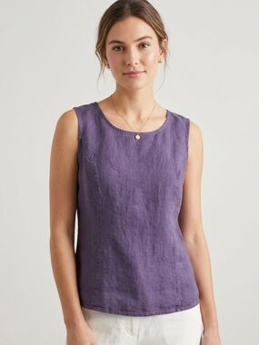 Coldwater Creek 100% Silk Scoop Neck Tank - Purple Size Med